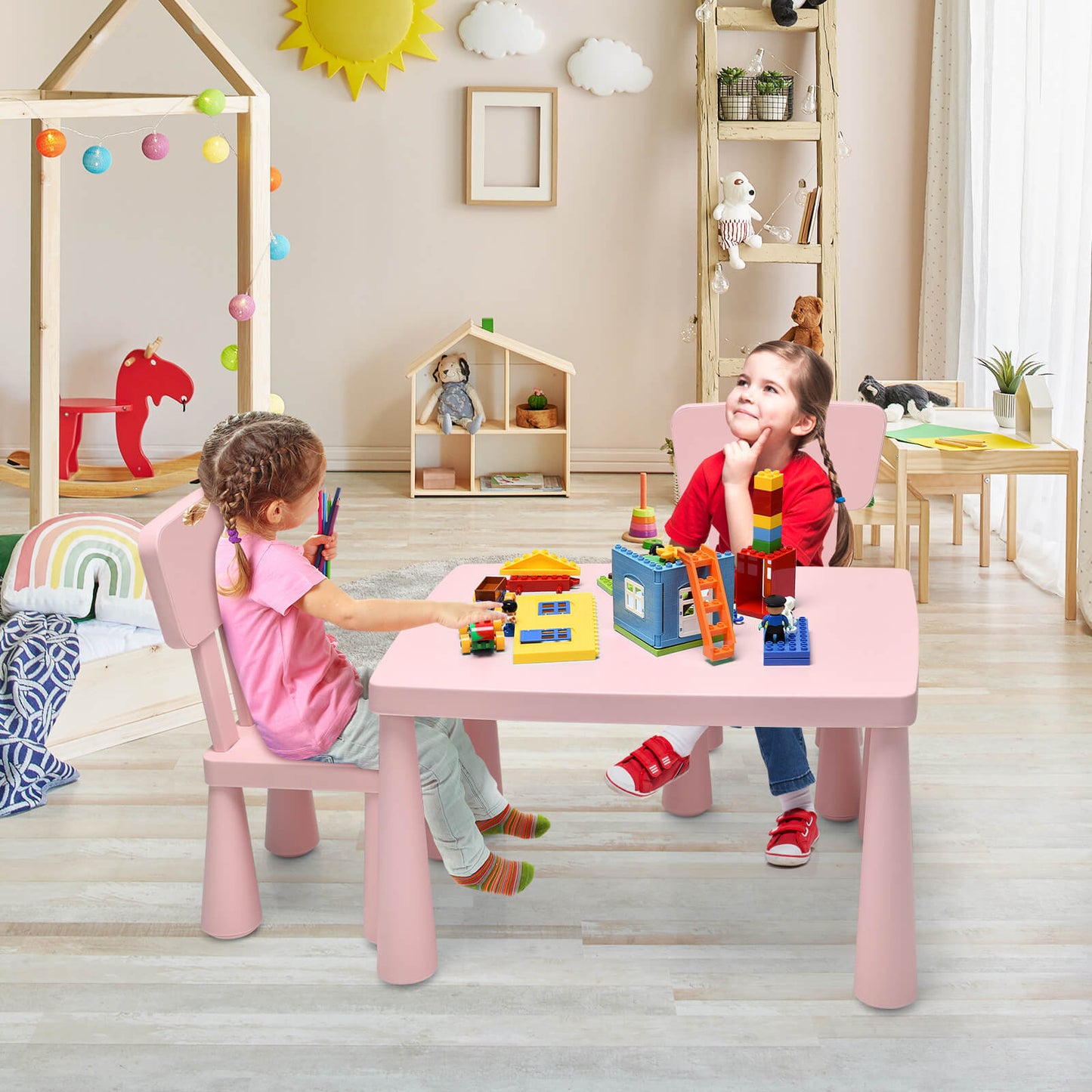 Kids Table and Chair Set - 3 Piece Multi Activity Play Set