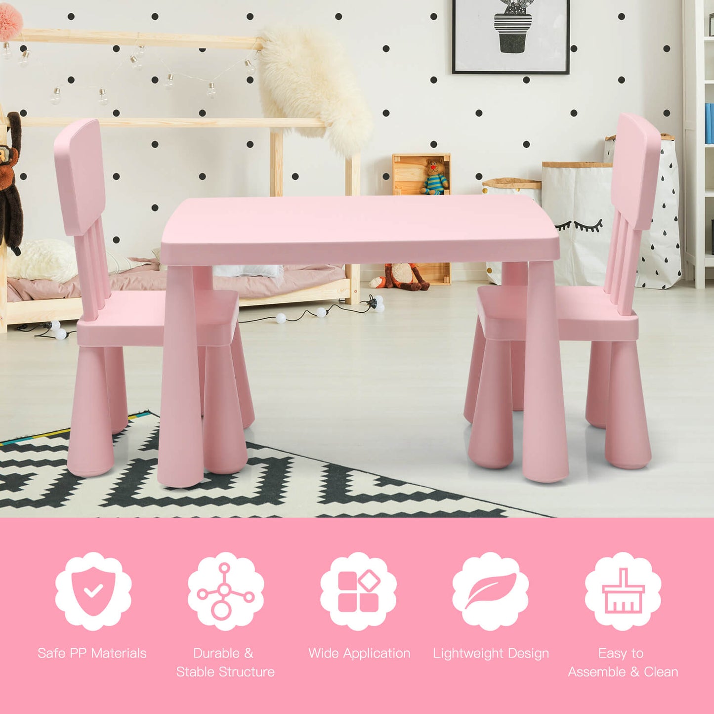 Kids Table and Chair Set - 3 Piece Multi Activity Play Set