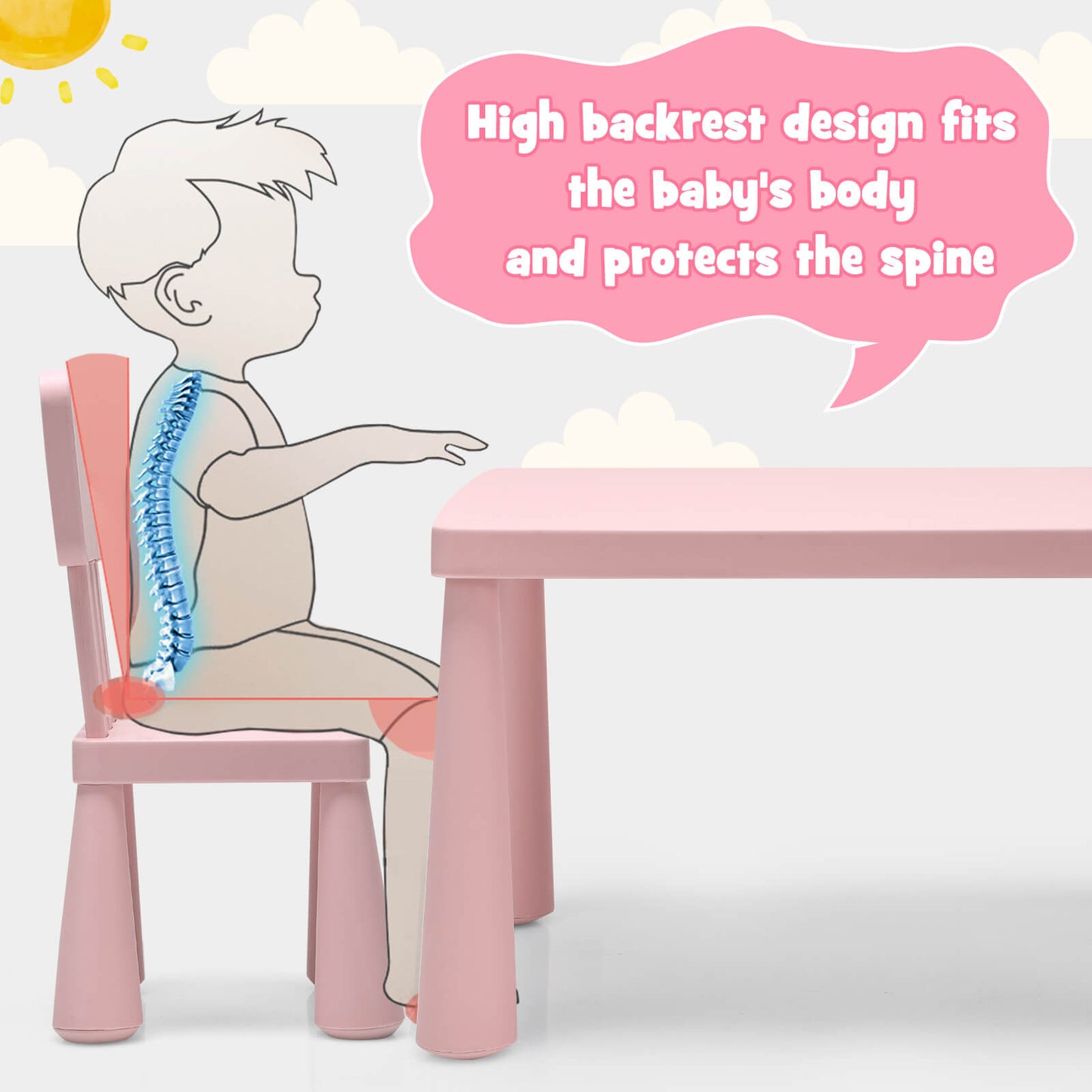 Kids Table and Chair Set - 3 Piece Multi Activity Play Set
