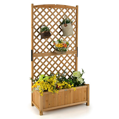 Planter Raised Bed with Trellis for Plant Flower Climbing-Orange