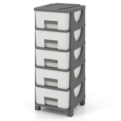 Plastic Storage Organizer with Handles and Compact Drawer Cabinet Side Table for Bedroom