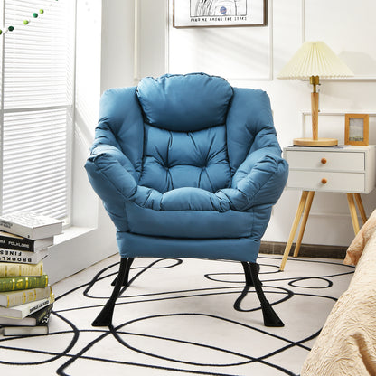 Lazy Accent Chair with Steel Frame and Side Pocket