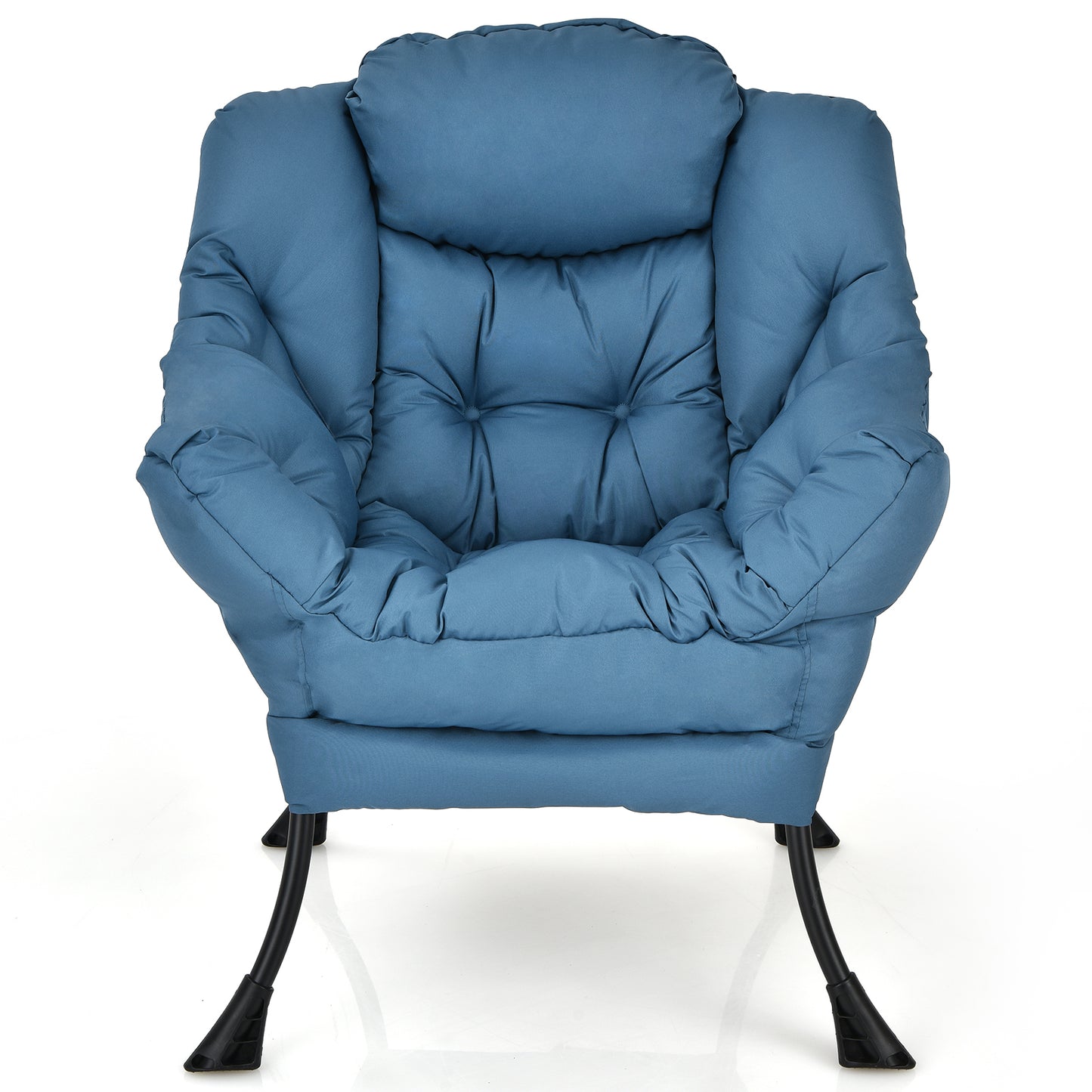 Lazy Accent Chair with Steel Frame and Side Pocket