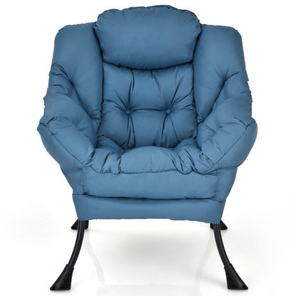Lazy Accent Chair with Steel Frame and Side Pocket