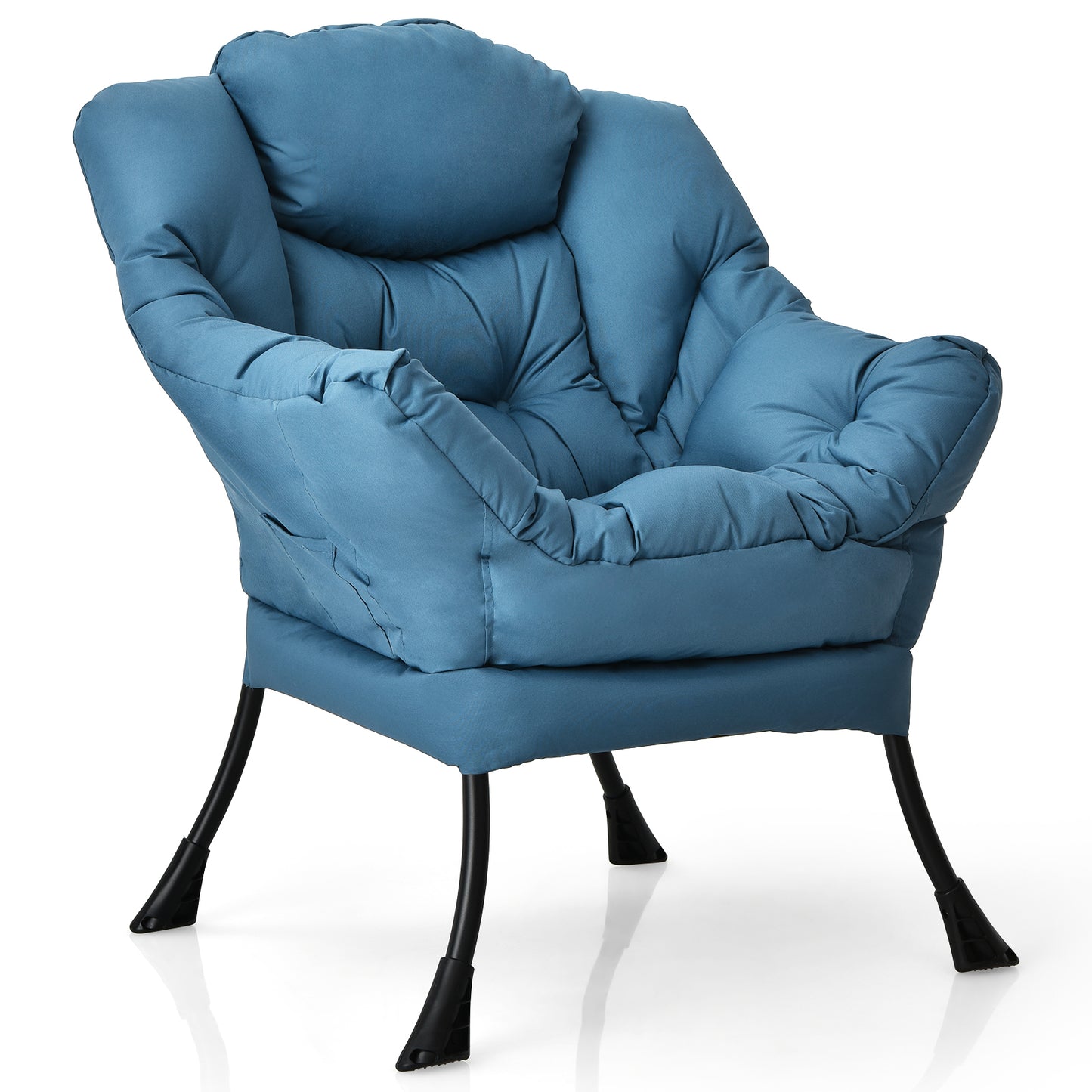Lazy Accent Chair with Steel Frame and Side Pocket