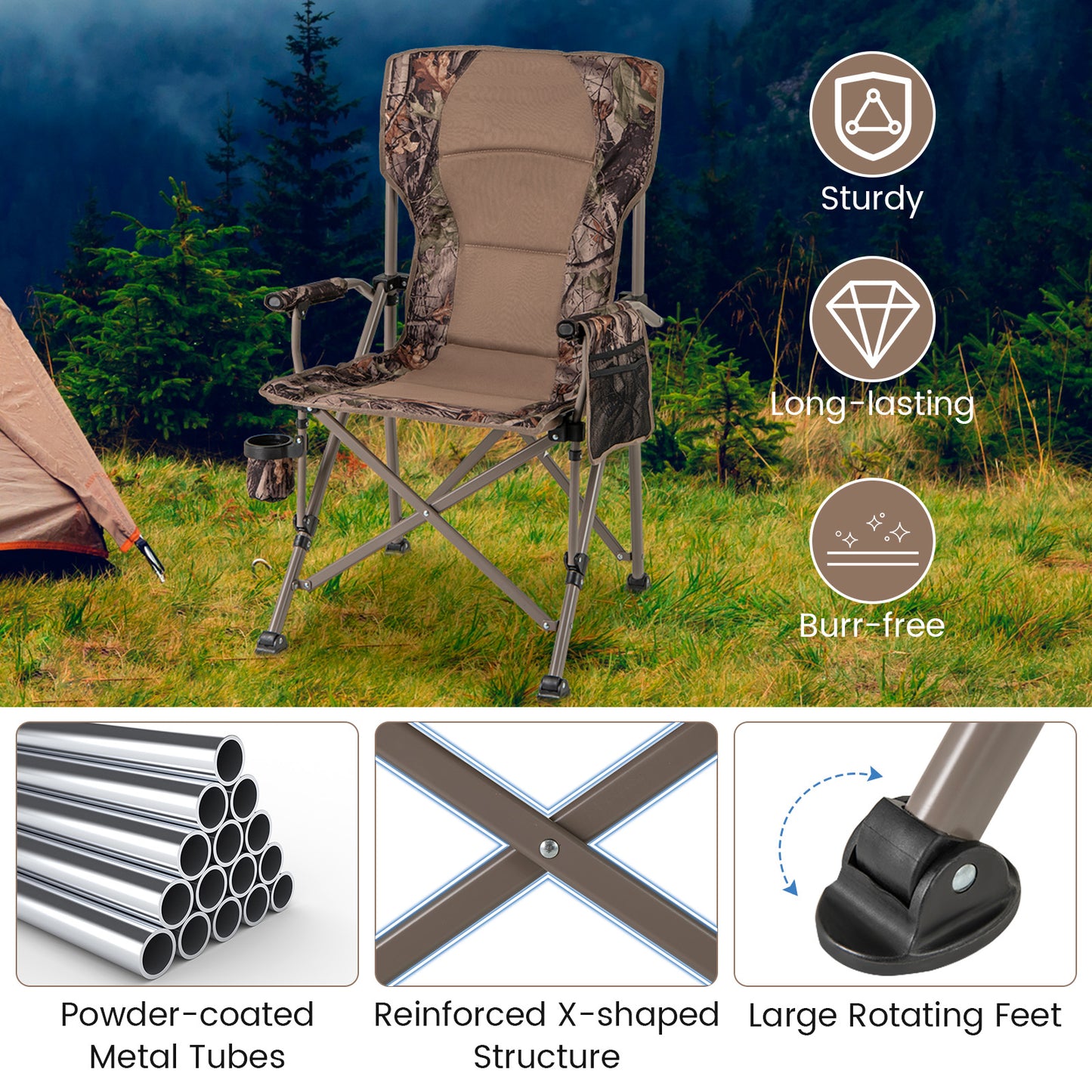 Portable Camping Chair with 400 LBS Capacity