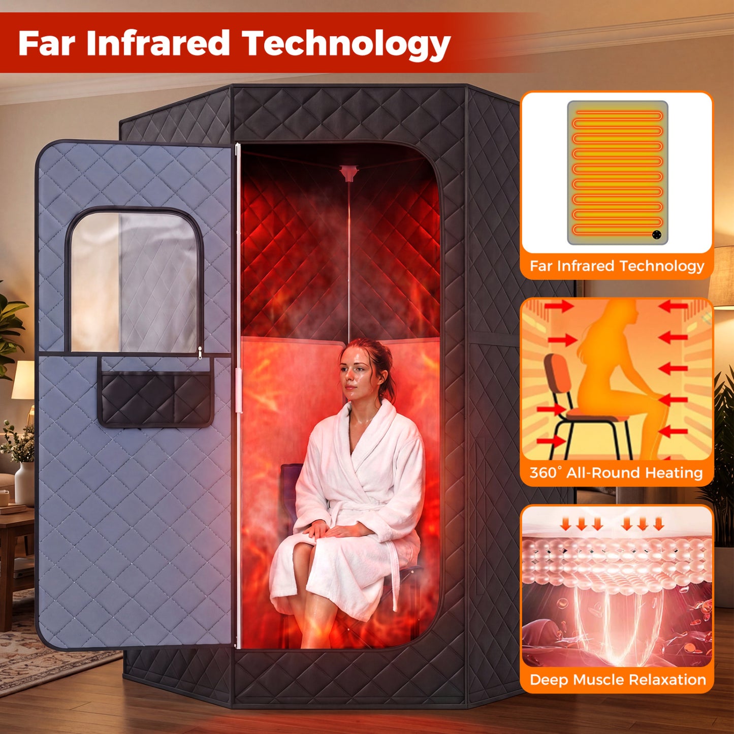 Portable Infrared Sauna Tent with Carbon Heaters - Full Body