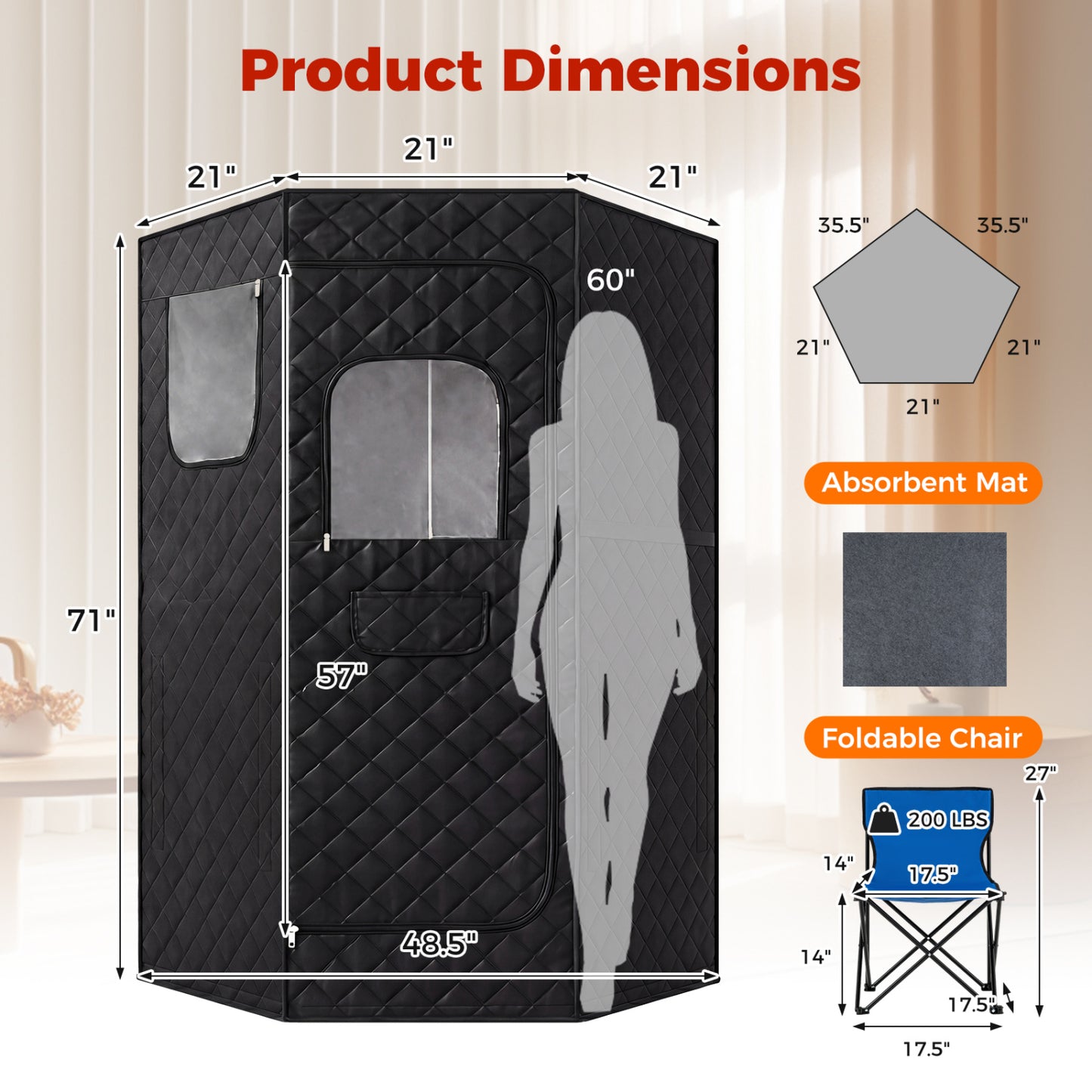 Portable Infrared Sauna Tent with Carbon Heaters - Full Body