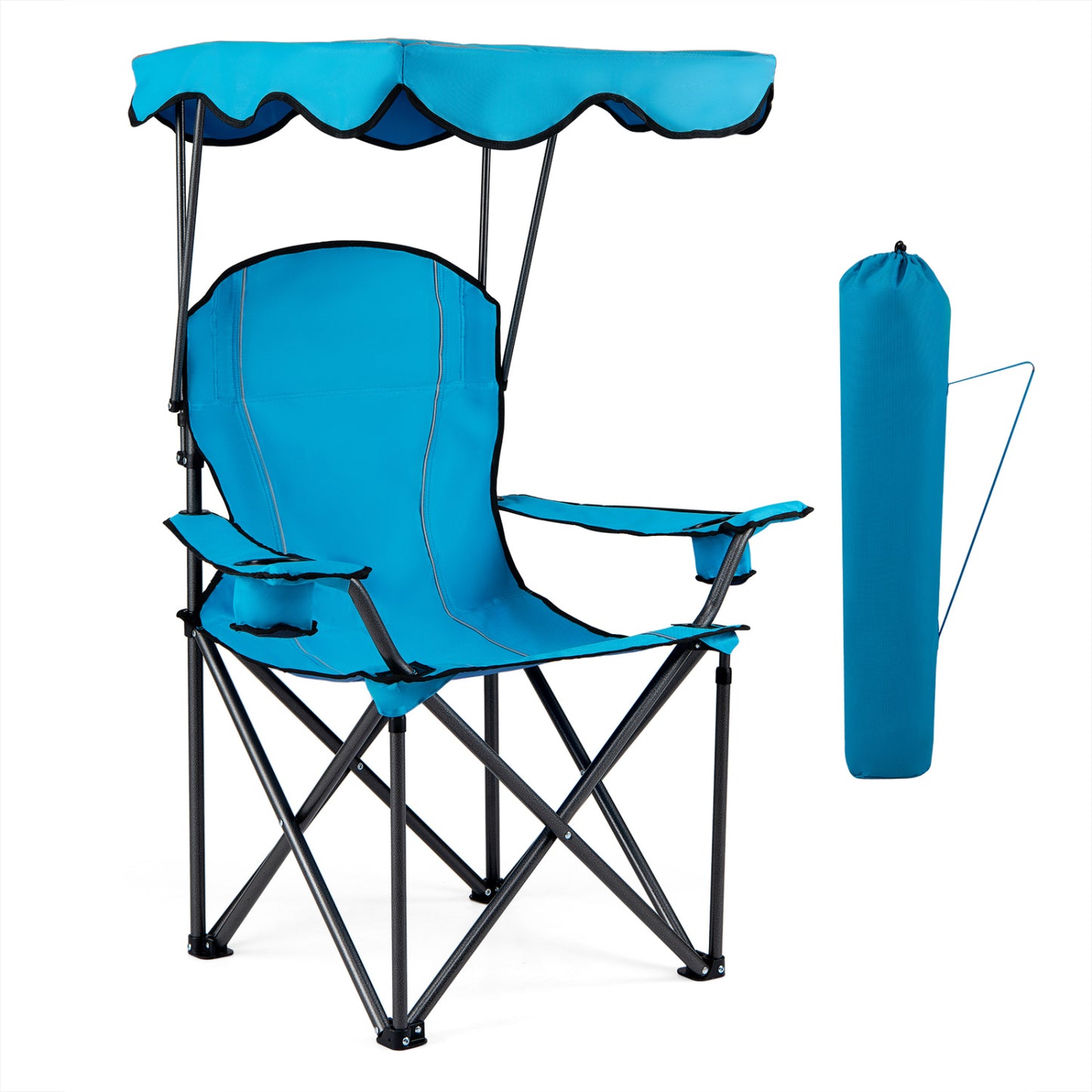 Folding Beach Canopy Chair with Cup Holders