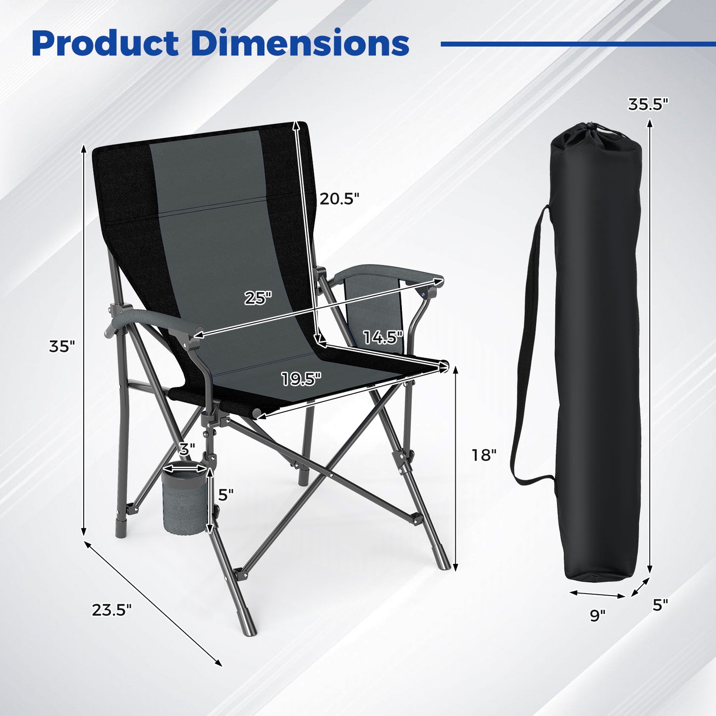 Folding Camping Chair with Cup Holder - 350 lb Capacity