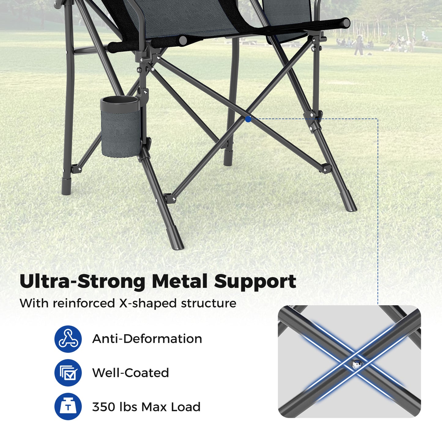 Folding Camping Chair with Cup Holder - 350 lb Capacity