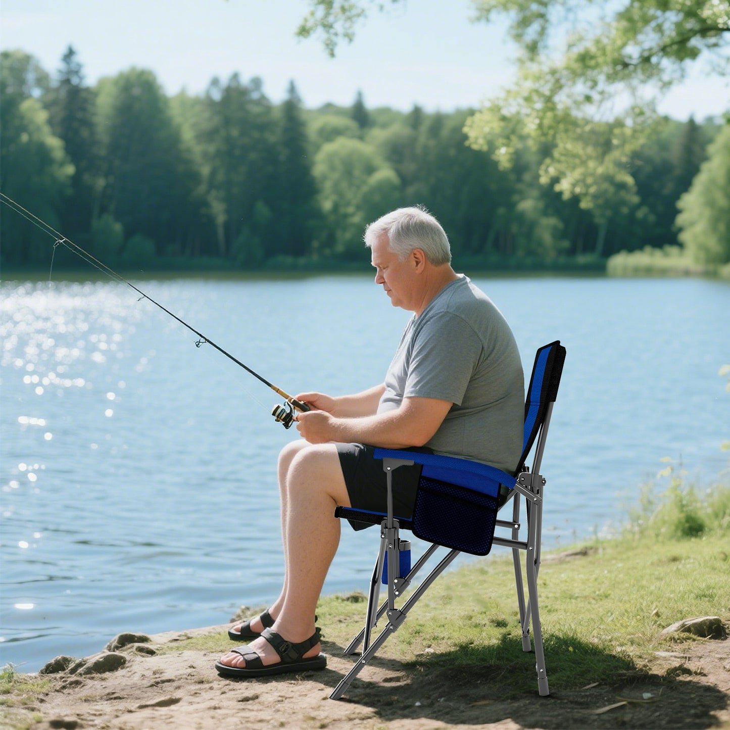 Folding Camping Chair with Cup Holder - 350 lb Capacity