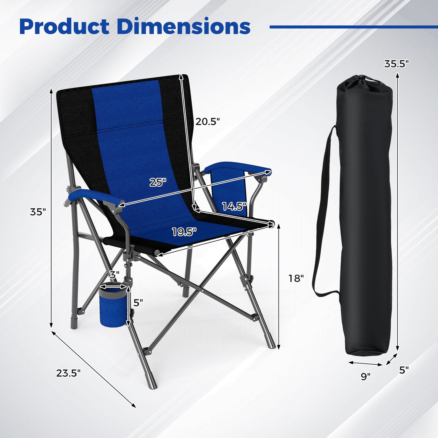 Folding Camping Chair with Cup Holder - 350 lb Capacity