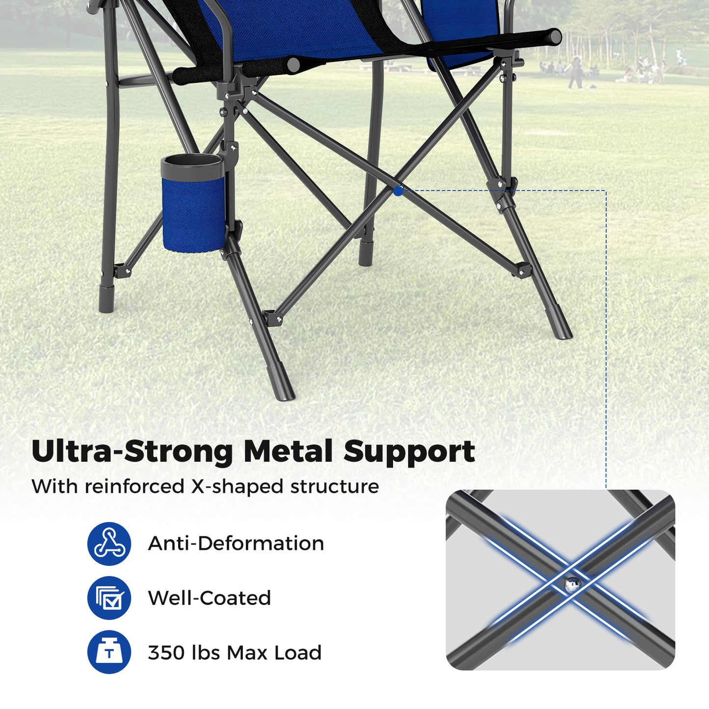 Folding Camping Chair with Cup Holder - 350 lb Capacity