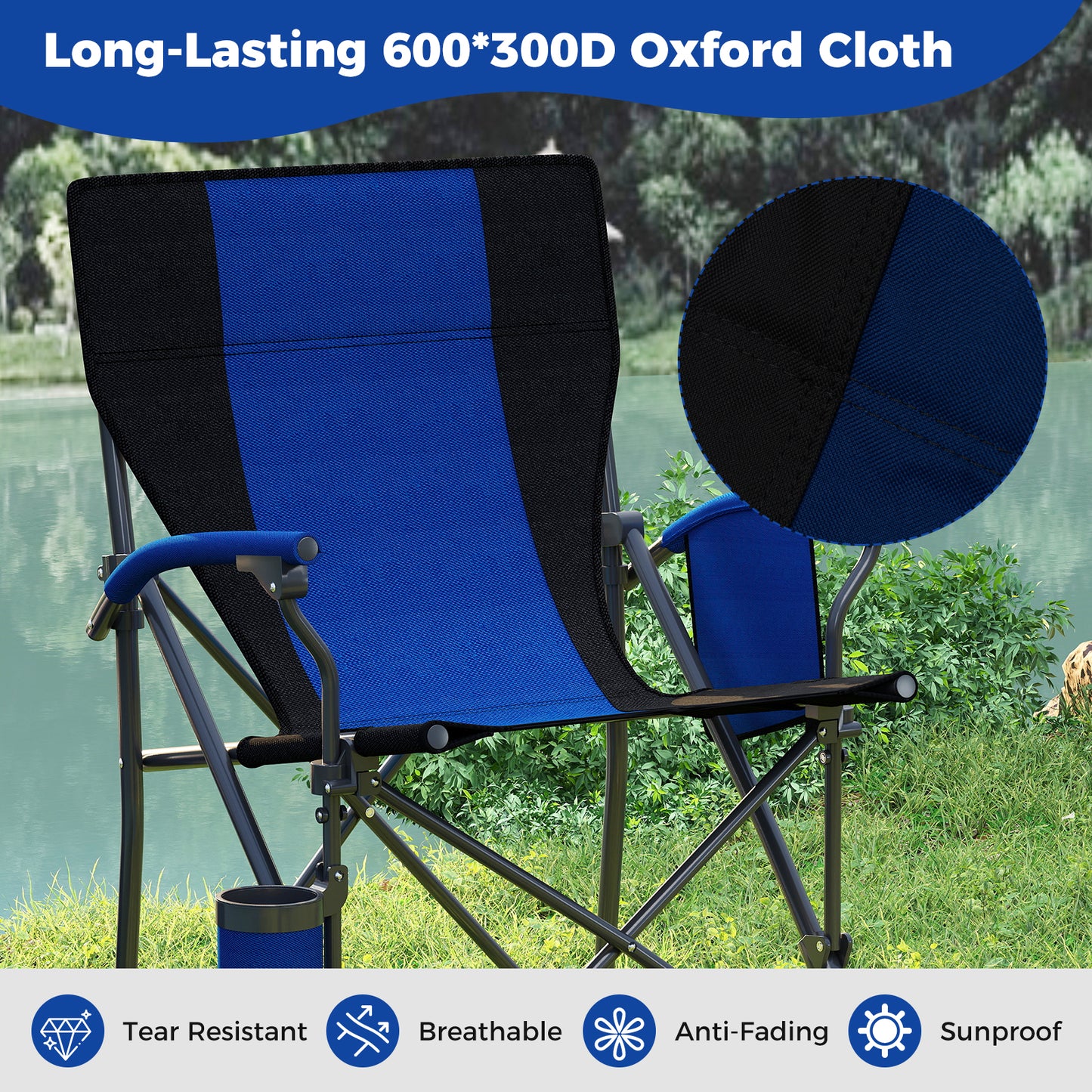 Folding Camping Chair with Cup Holder - 350 lb Capacity