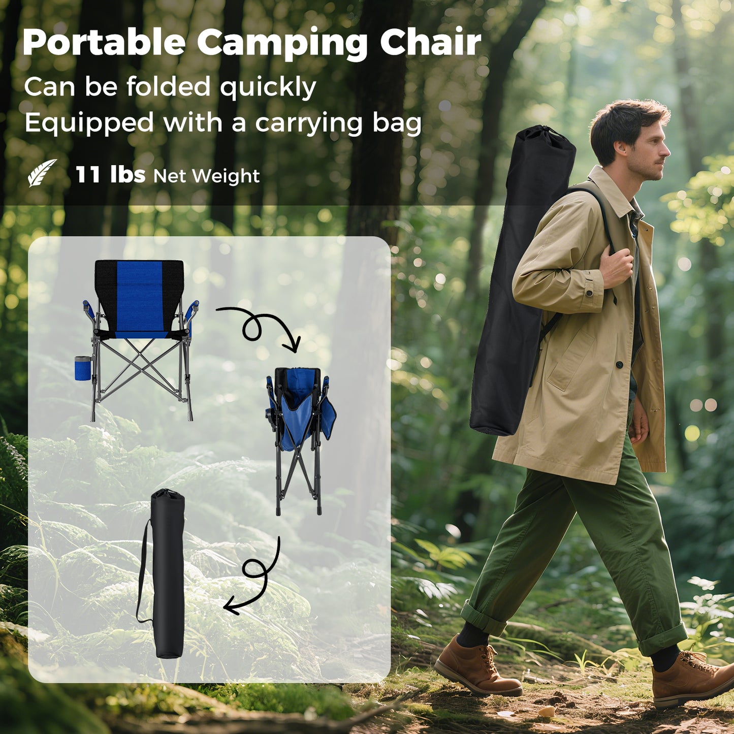 Folding Camping Chair with Cup Holder - 350 lb Capacity