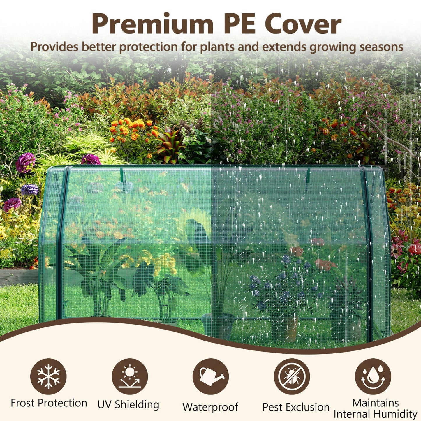 Portable Mini Greenhouse with PE Cover and Roll-Up Door