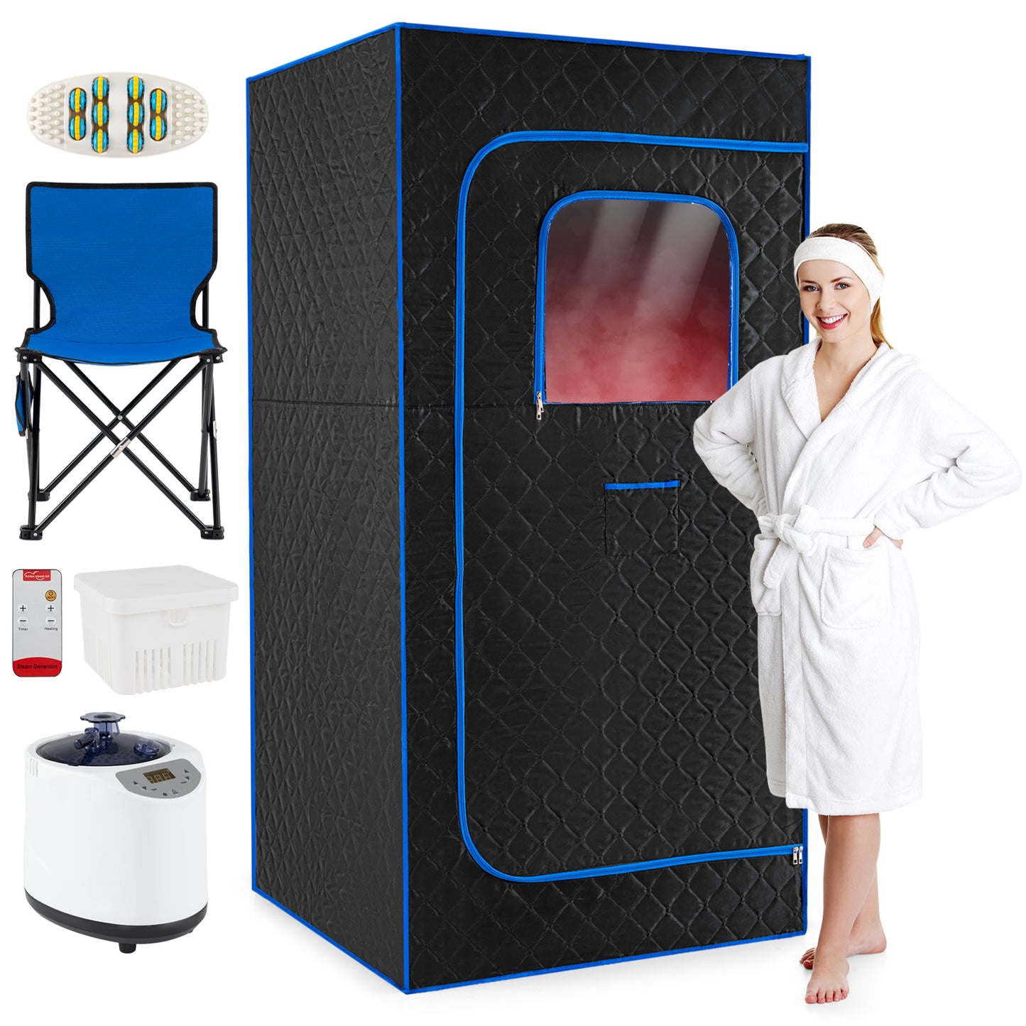 Portable Steam Sauna Box with 1200W Steamer & Chair