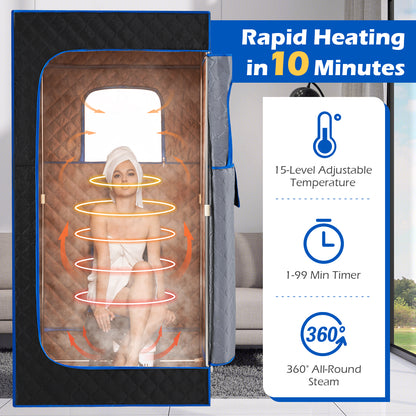 Portable Steam Sauna Box with 1200W Steamer & Chair
