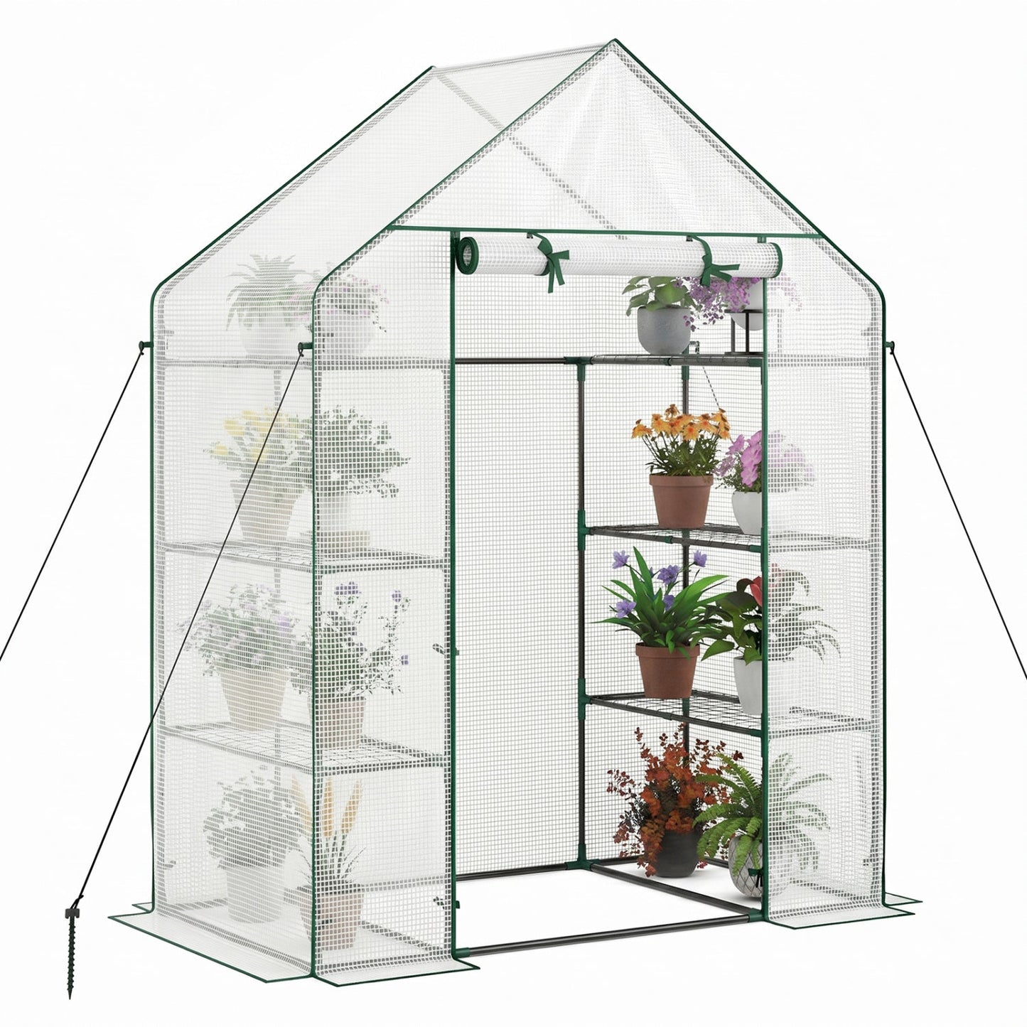 Portable Walk-in Greenhouse with 3 Tiers and 6 Shelves