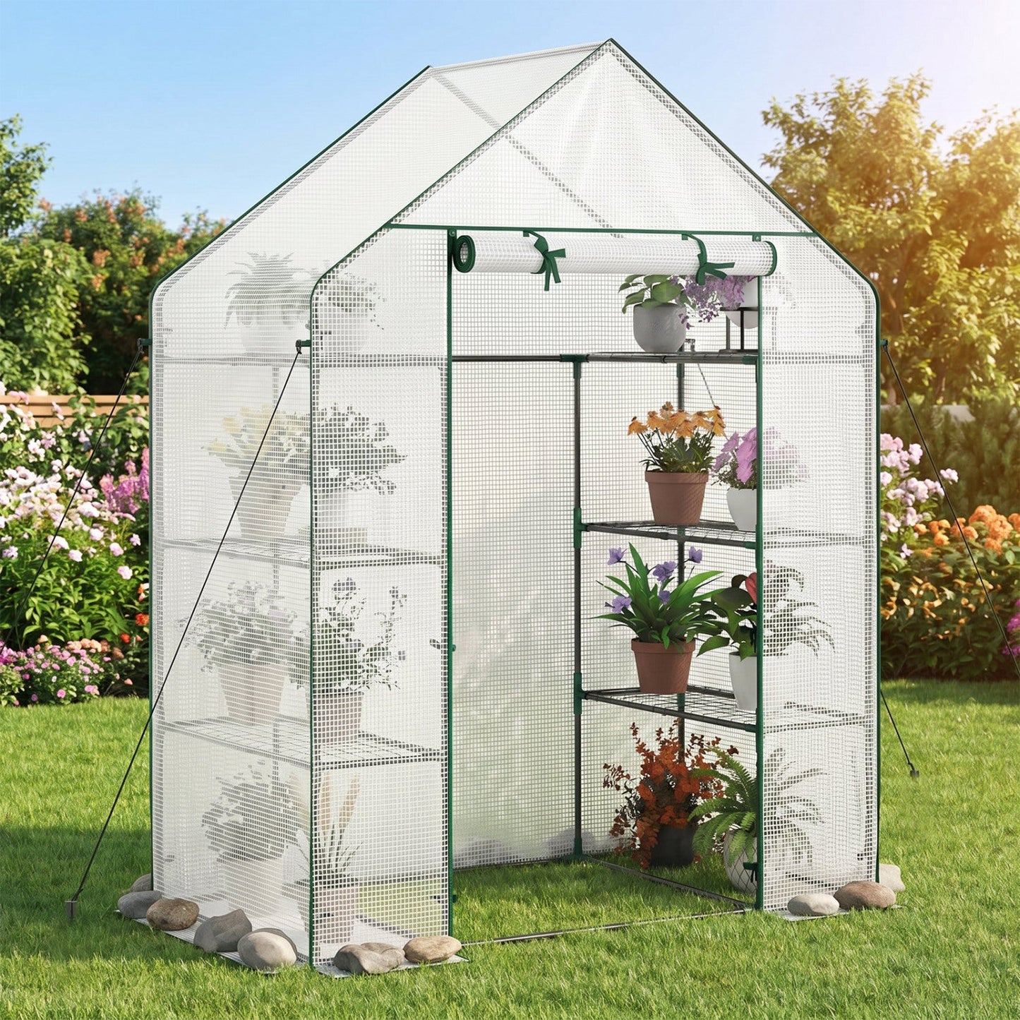 Portable Walk-in Greenhouse with 3 Tiers and 6 Shelves