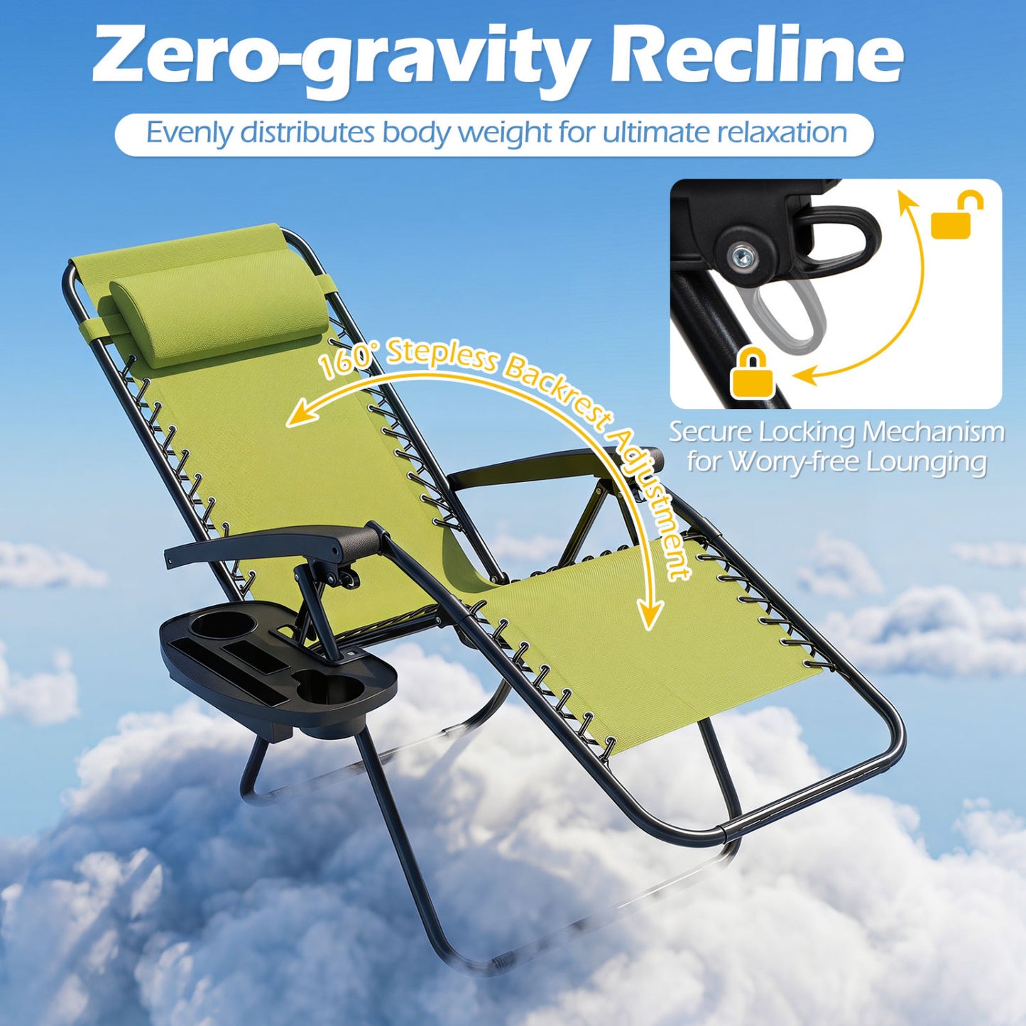 Zero Gravity Recliner Chair with Cup Holder and Pillow