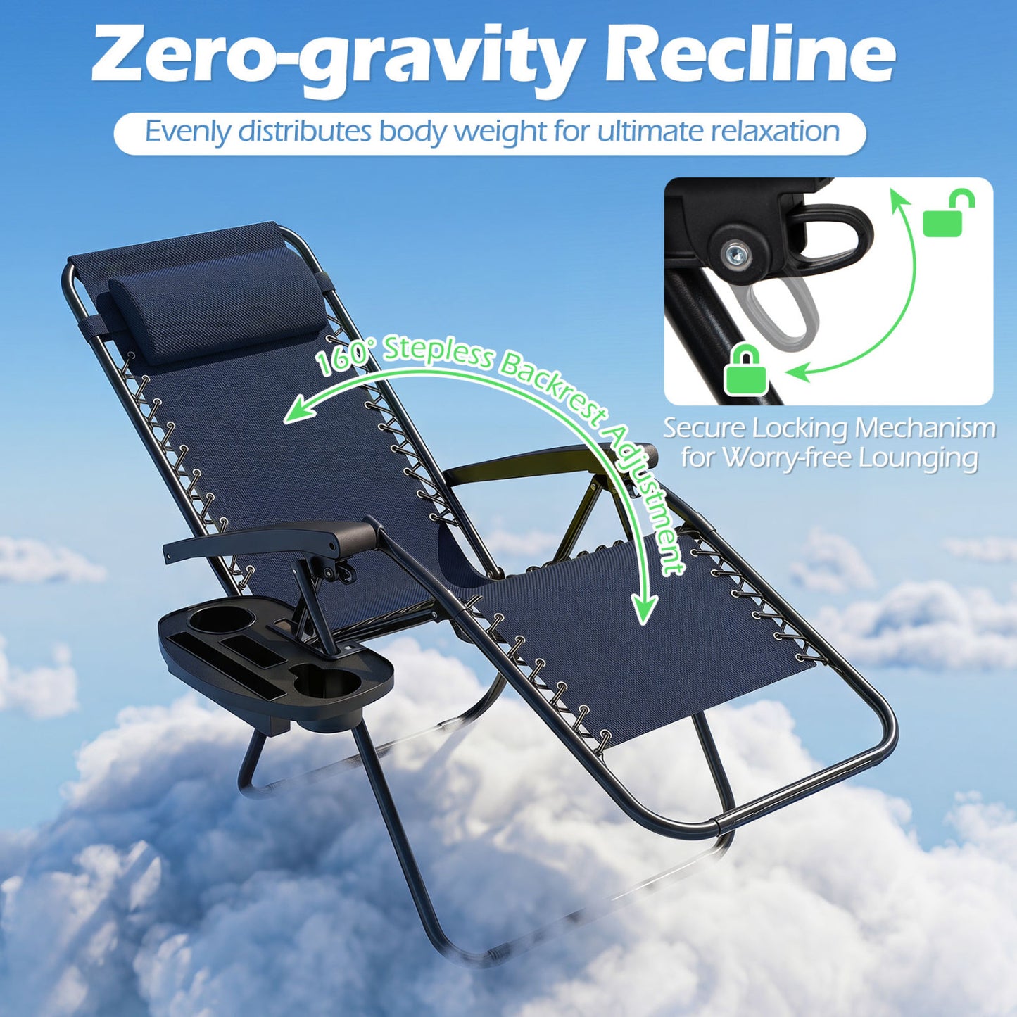 Zero Gravity Recliner Chair with Cup Holder and Pillow