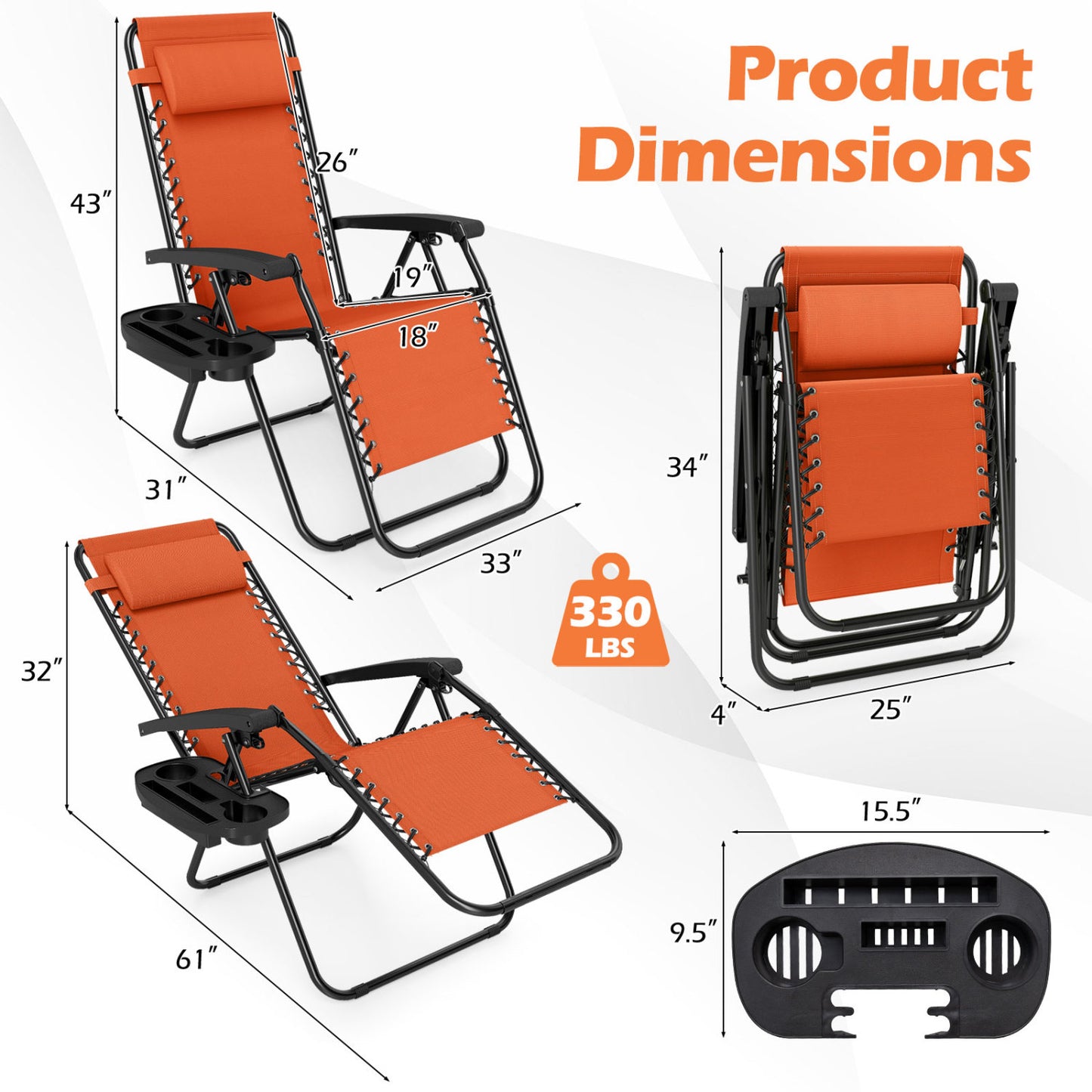 Zero Gravity Recliner Chair with Cup Holder and Pillow