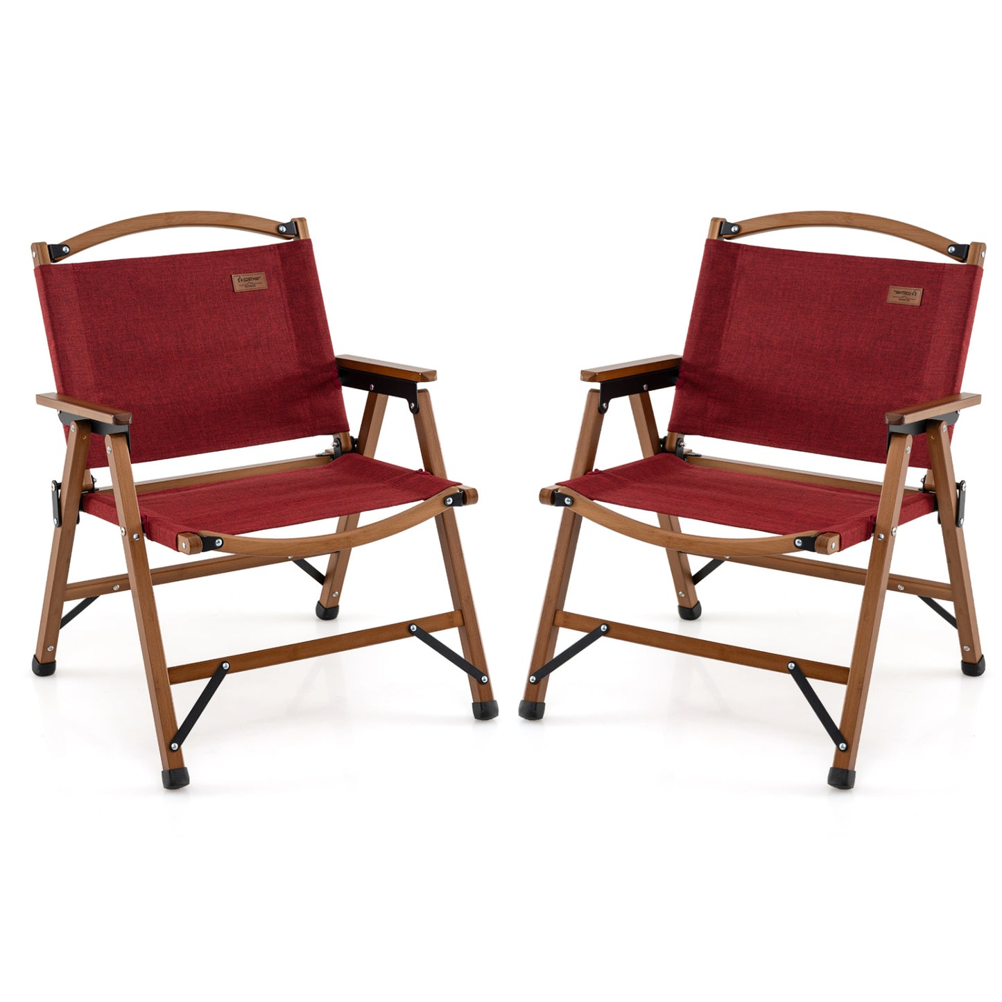 Folding Camping Chair with Bamboo Frame - Low Seat Height