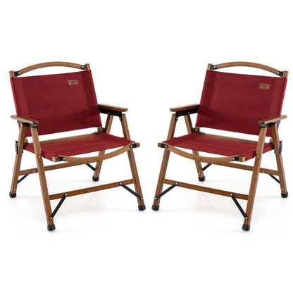 Folding Camping Chair with Bamboo Frame - Low Seat Height