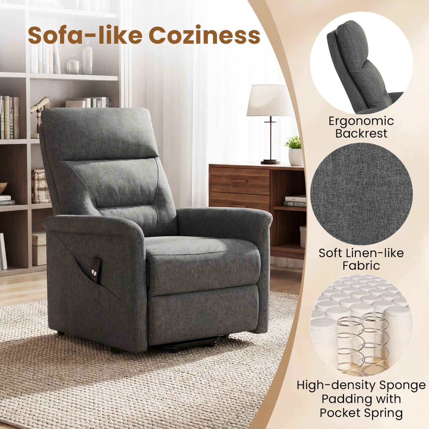 Power Lift Recliner Chair with Remote Control for Elderly