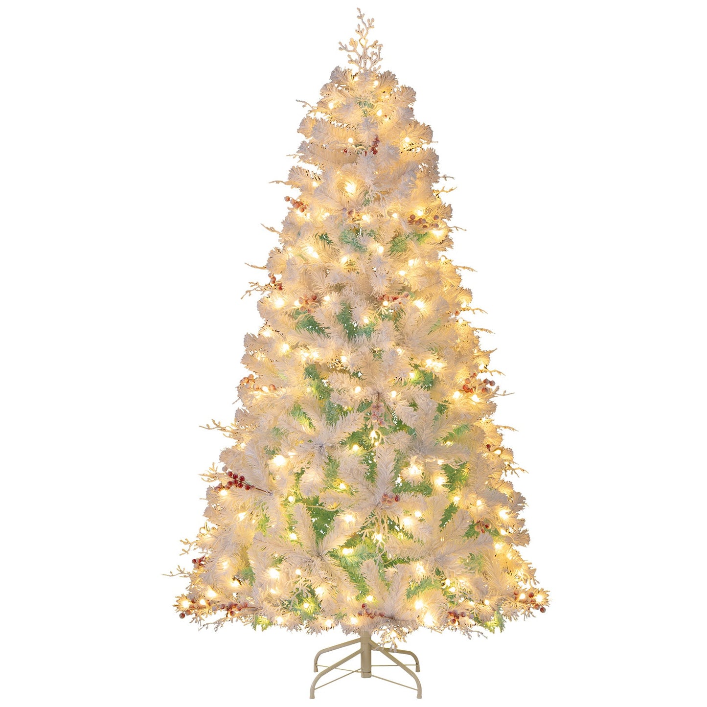 Pre-Lit Artificial Christmas Tree with Snow Flocked Branch Tips