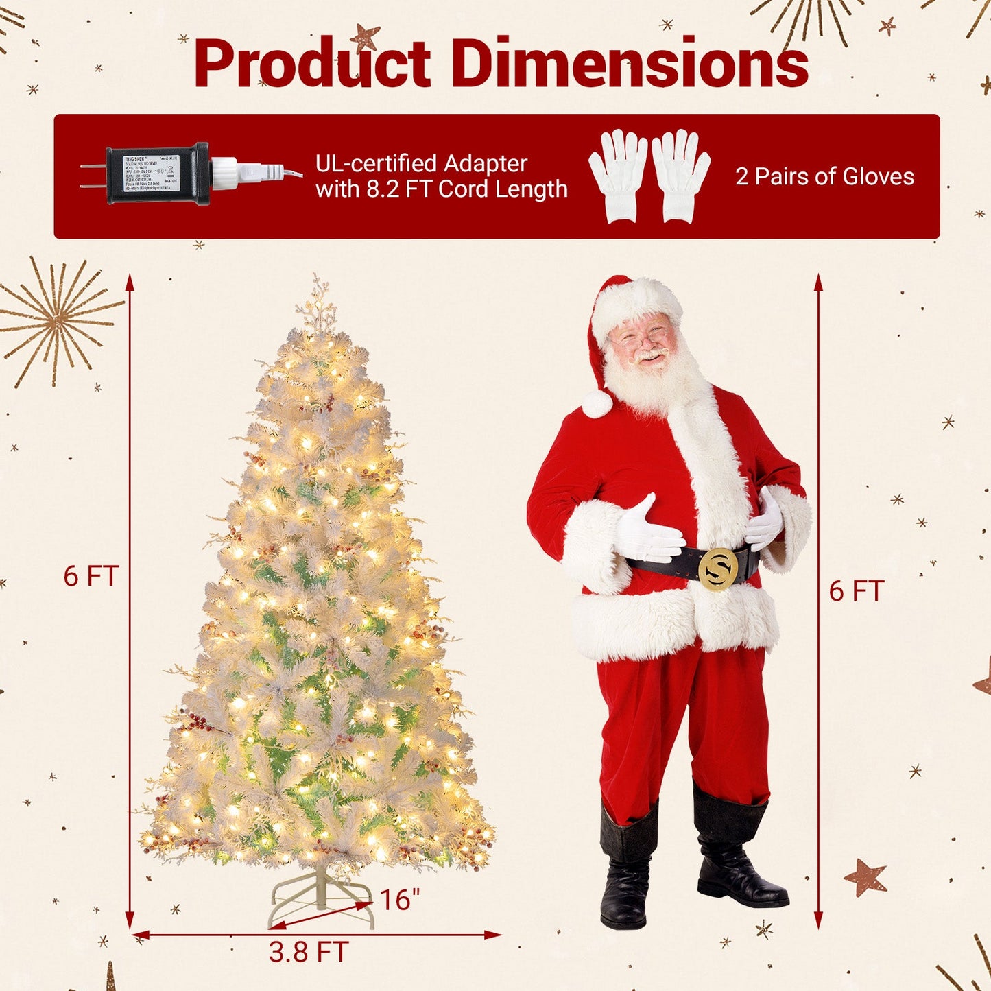 Pre-Lit Artificial Christmas Tree with Snow Flocked Branch Tips