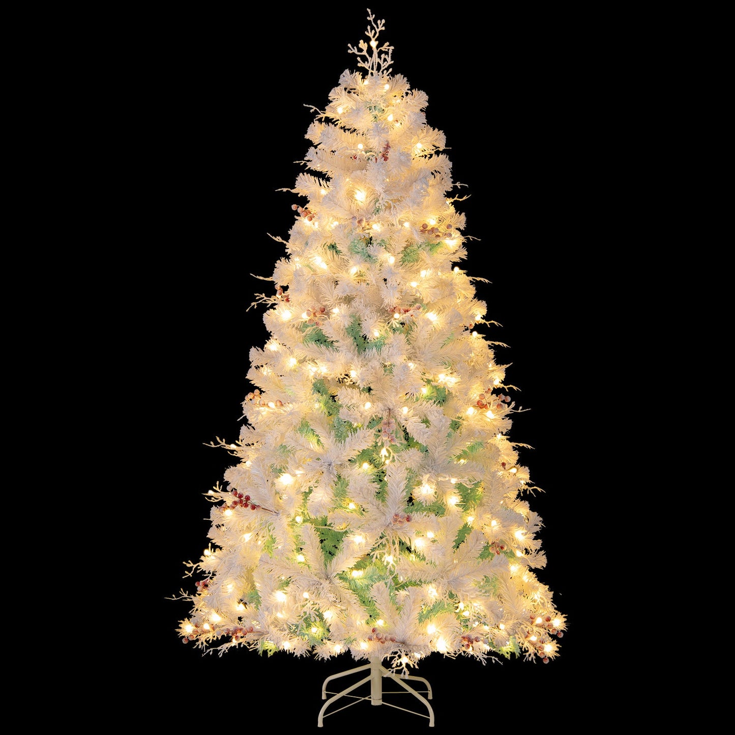 Pre-Lit Artificial Christmas Tree with Snow Flocked Branch Tips