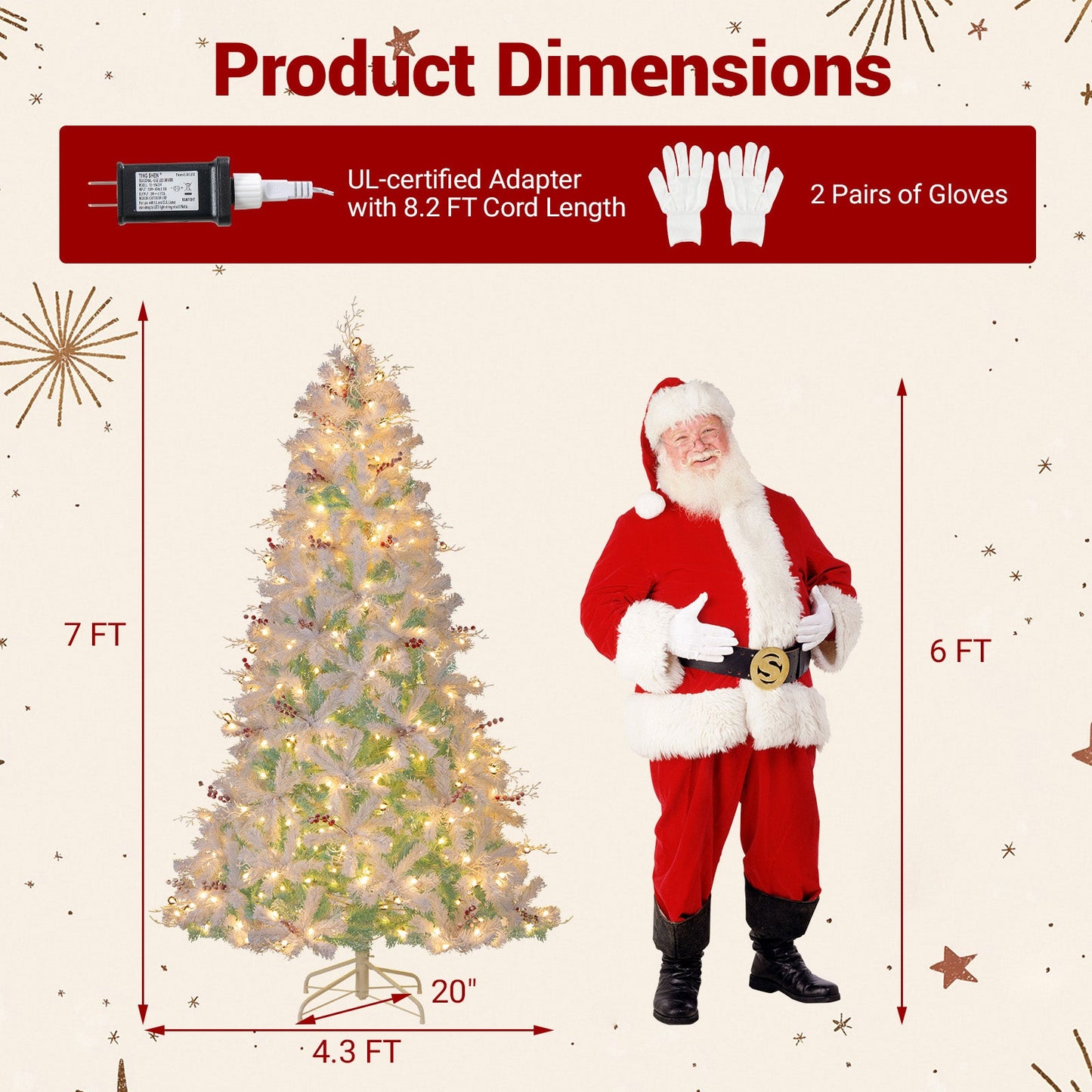 Pre-Lit Artificial Christmas Tree with Snow Flocked Branch Tips