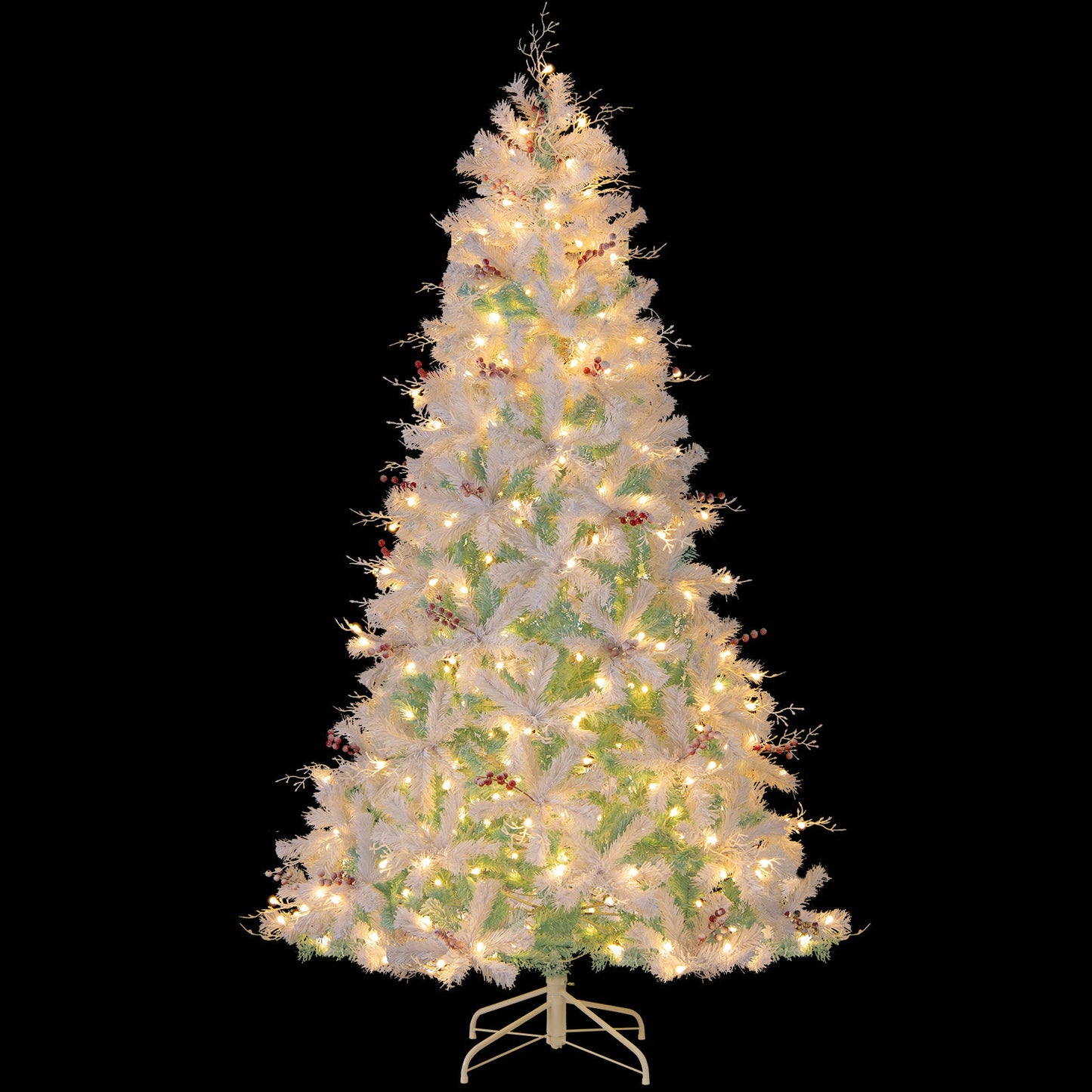 Pre-Lit Artificial Christmas Tree with Snow Flocked Branch Tips