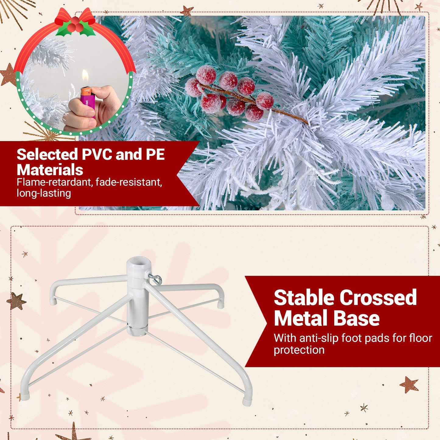 Pre-Lit Artificial Christmas Tree with Snow Flocked Branch Tips