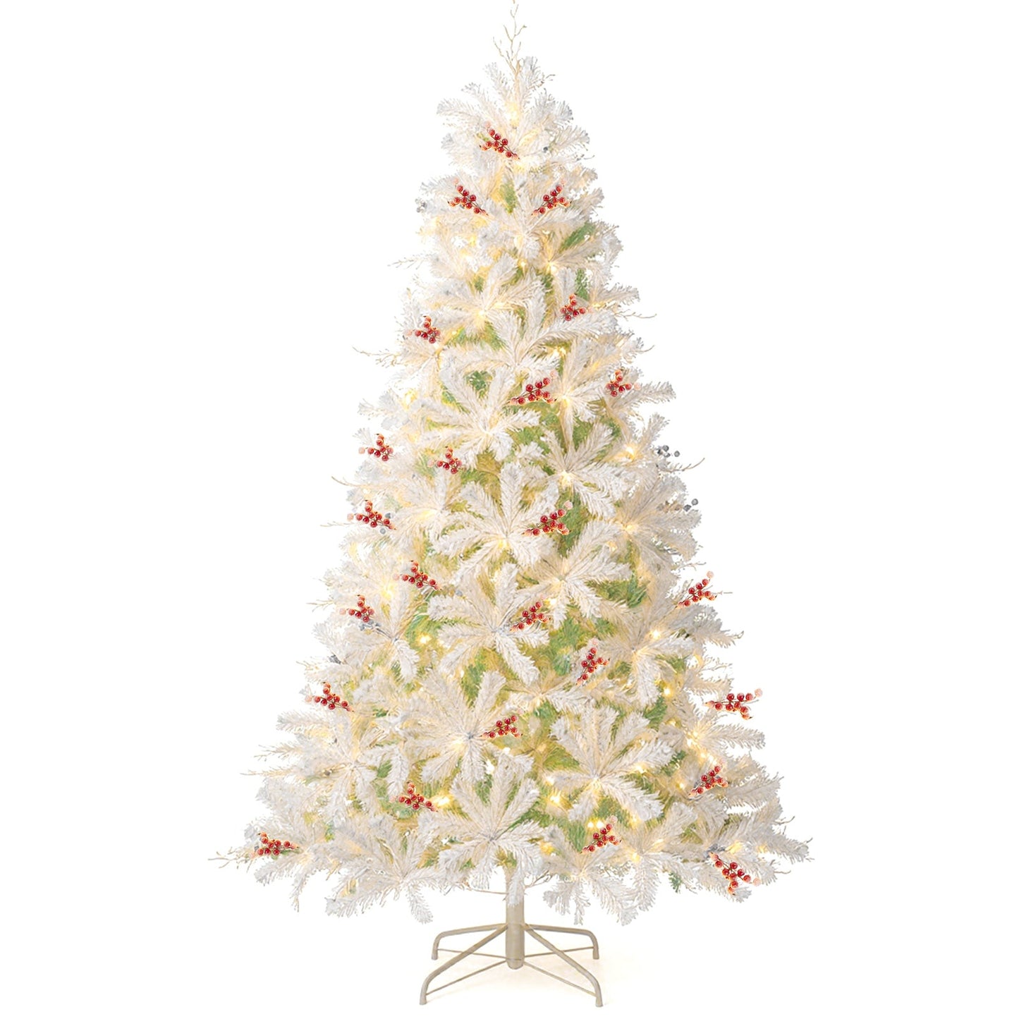 Pre-Lit Artificial Christmas Tree with Snow Flocked Branch Tips