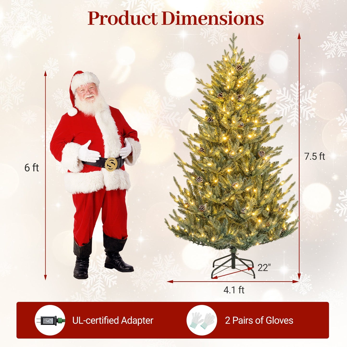 Pre-Lit Artificial Christmas Tree with Multicolored LED Lights-M