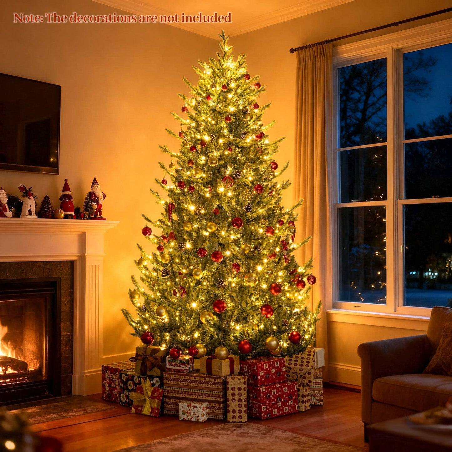 Pre-Lit Artificial Christmas Tree with Multicolored LED Lights-M