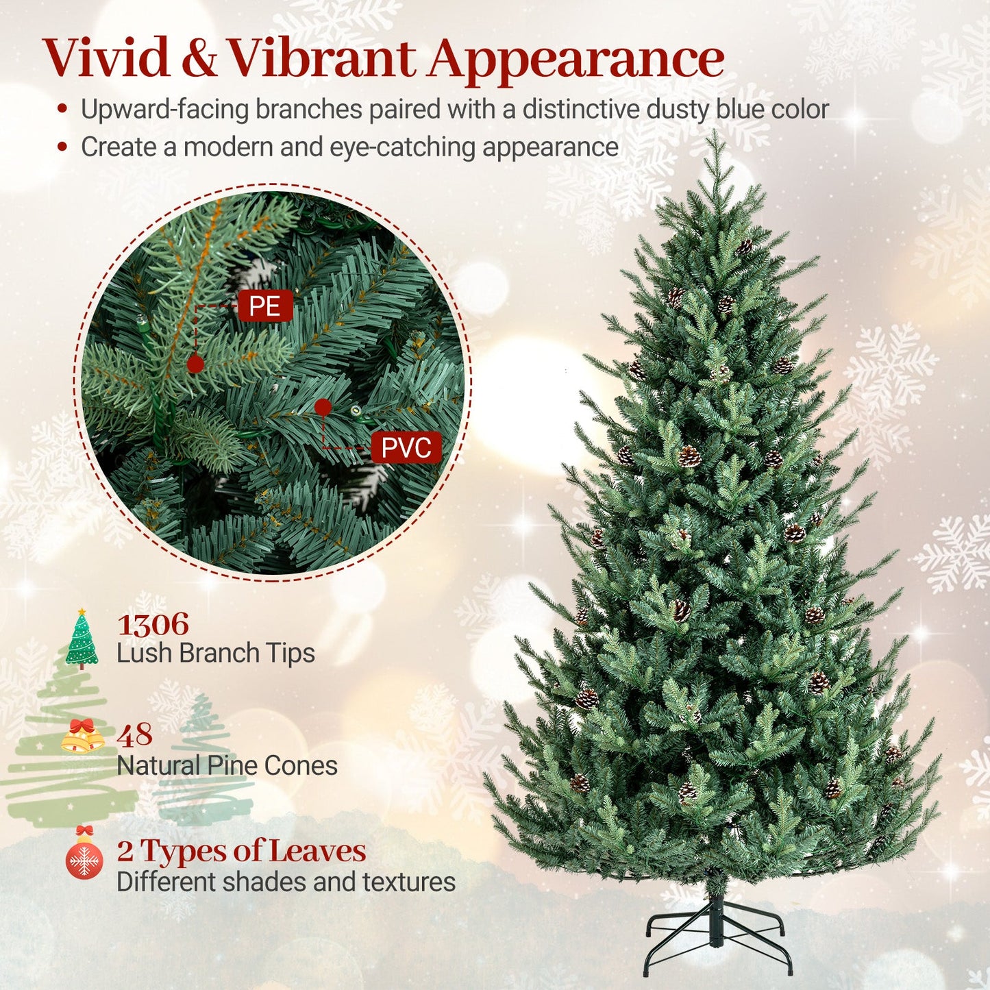 Pre-Lit Artificial Christmas Tree with Multicolored LED Lights-M