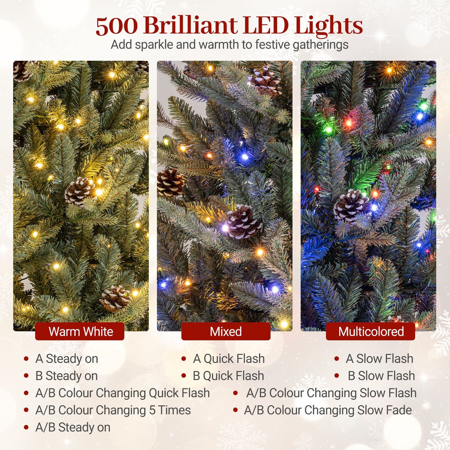 Pre-Lit Artificial Christmas Tree with Multicolored LED Lights-M