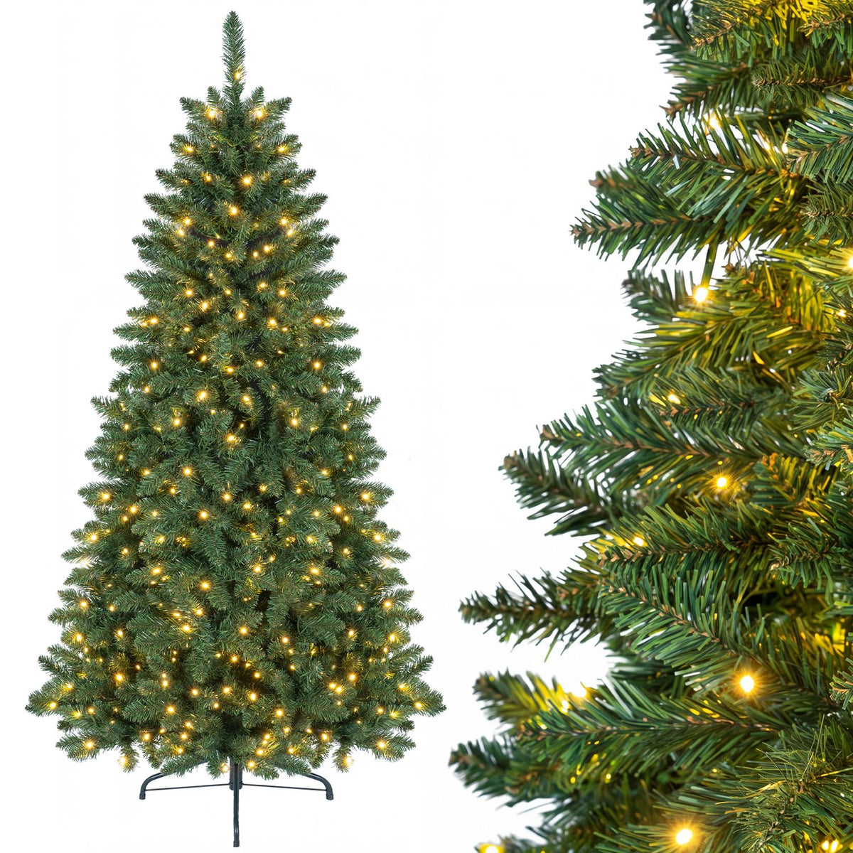 Pre-Lit Artificial Half National Christmas Tree with 8 Flash Modes