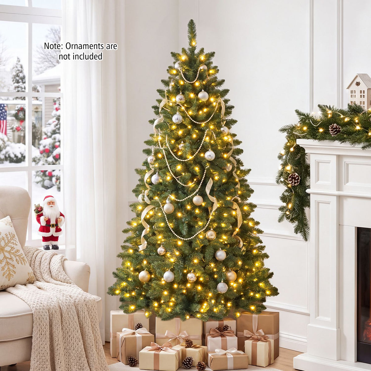 Pre-Lit Artificial Half National Christmas Tree with 8 Flash Modes