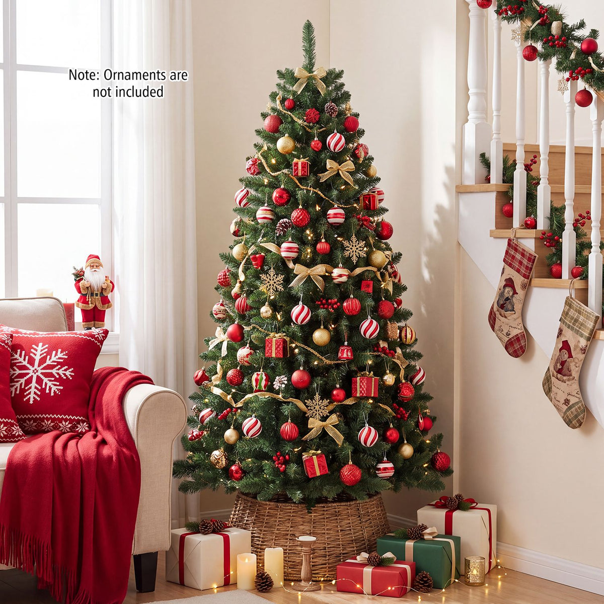Pre-Lit Artificial Half National Christmas Tree with 8 Flash Modes