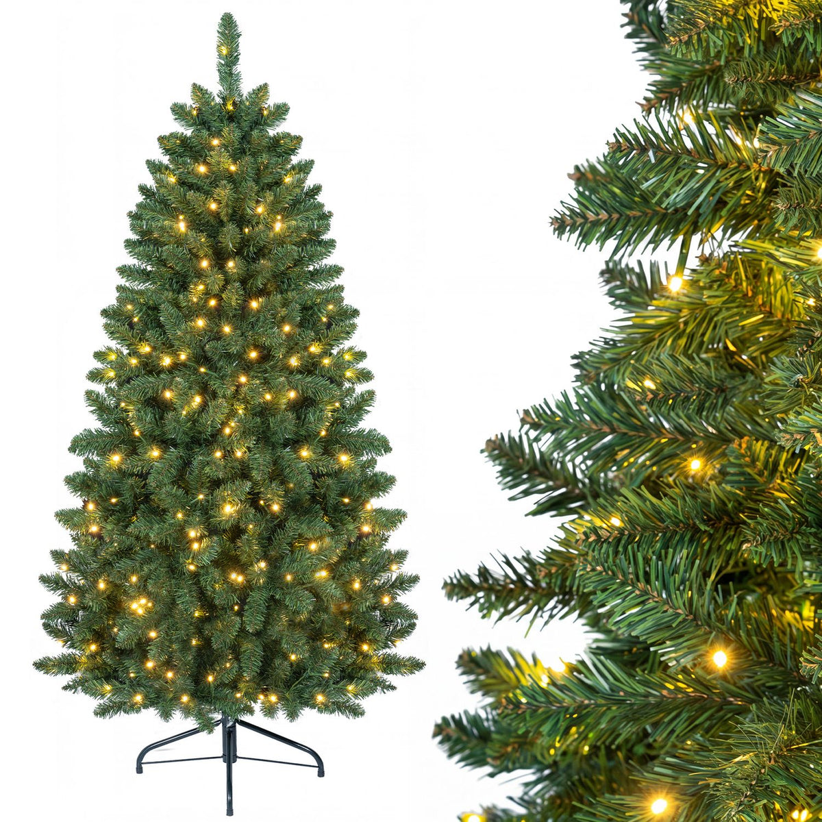 Pre-Lit Artificial Half National Christmas Tree with 8 Flash Modes