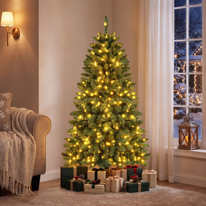 Pre-Lit Artificial Half National Christmas Tree with 8 Flash Modes
