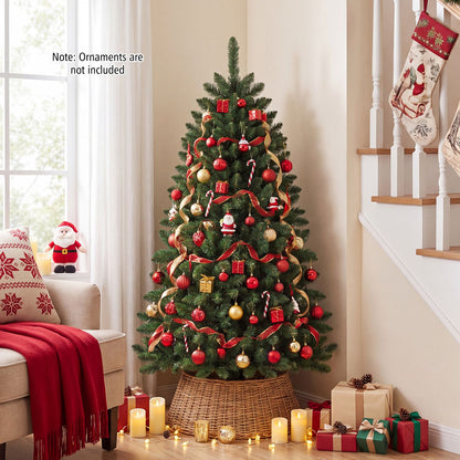 Pre-Lit Artificial Half National Christmas Tree with 8 Flash Modes