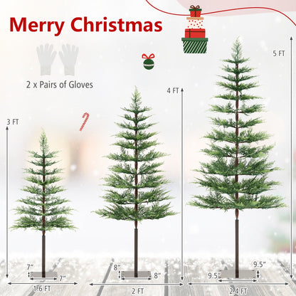 Pre-Lit Cypress Christmas Tree Set of 3 with LED Lights
