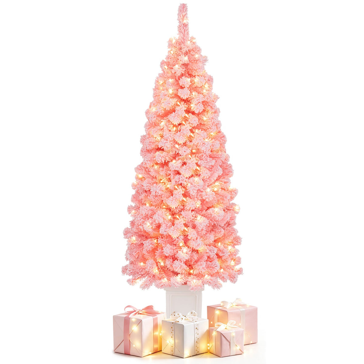 Pre-Lit Potted Christmas Tree with Warm White LED Lights